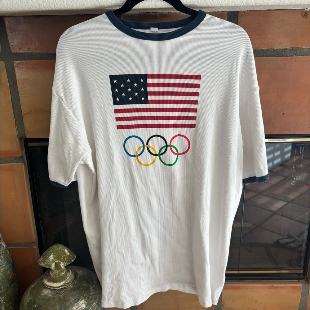SKIMS for Team USA Cotton Rib Olympic T-Shirt Mini Dress. - Picture 3 of 6